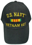 US Navy Vietnam Veteran Baseball Cap Black Military Hat for Men Women Vet