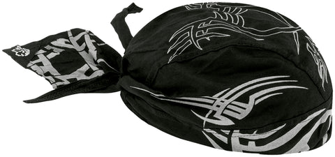 Reflective Tribal Motorcycle Doo Rag Head Wrap Black and Silver Durag Skull Cap Cotton Sporty Motorcycle Hat