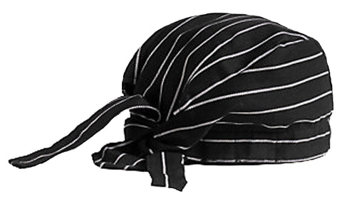 Chef Dorag Cap Cooks Hat Solid Black and White Pinstripe