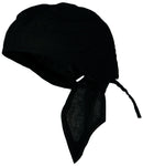 Black Solid Doo Rag Headwrap Durag Skull Cap Cotton Sporty Motorcycle Hat