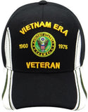 Vietnam ERA Army Veteran Hat Military Baseball Cap, Mens Womens, Black and White