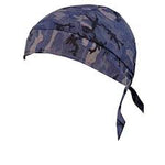 Blue Camouflage Doo Rag | MADE IN AMERICA | Camo Bandana | Motorcycle Head Wrap | Cotton with Sweatband
