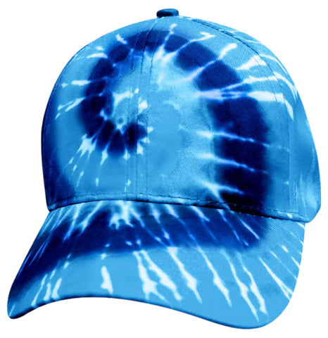 Tie Dye Blue Baseball Cap 1960s Tye Die Hippie Hat Fun Woodstock Hippy 60s Hi-Vis