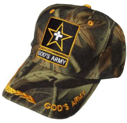 Christian Baseball Cap, God's ARMY, Camouflage Religious Hat Adjustable Embroidered