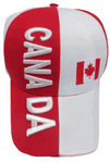 Canada Baseball Cap Canadian Ball Hat Red and White with Maple Leaf Embroidered Adjustable