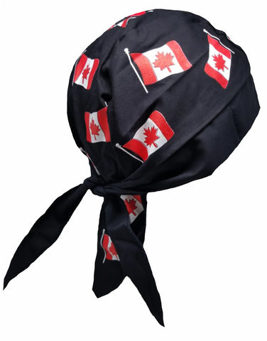 Canada Doo Rag Skull Cap Canadian Flag Motorcycle Bikers Hat Red and White Maple Leaf w/ Sweatband