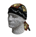 Certified TOUGH Longhorn Skeleton Head Doo Rag Hat Bandana Head Wrap Black and Brown for Men or Women