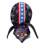 American By Birth Biker by Choice Skull Cap Knievel Tribute Doo Rag with Stars Red White and Blue