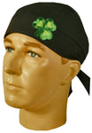 St. Patrick's Day Shamrock Clover Bandana Black Do Rag Bikers Headwrap Cap, Motorcycle Cycling Helmet Liner Beanie Hat