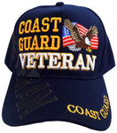 Coast Guard Veteran Hat, Blue Military Baseball Cap with Eagle and American Flag