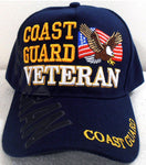 Coast Guard Veteran Hat, Blue Military Baseball Cap with Eagle and American Flag