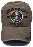Vietnam ERA Veteran Hat Military Baseball Cap, Mens Womens, Khaki Tan and Black Cotton