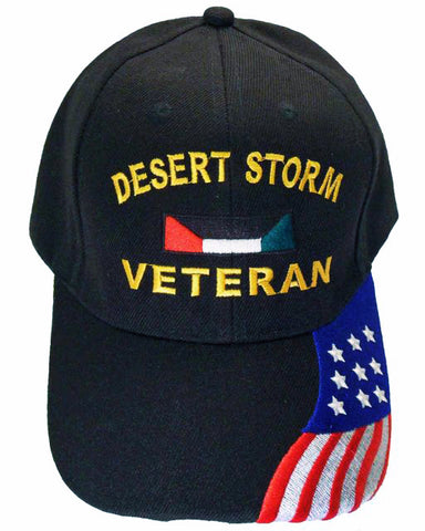 Desert Storm Veteran Hat Black and American Flag Baseball Cap Army Navy Air Force Marine Men Women