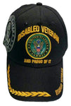Army Disabled Veteran Proud of It Hat Black Baseball Cap with Wreath Military Logo Headwear