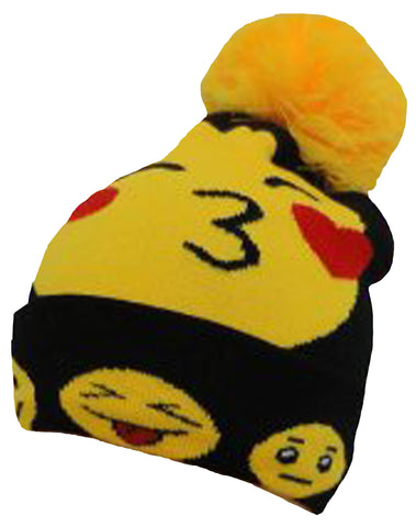CLEARANCE Emoji Winter Beanie aka Skull Cap, Ski Hat, Smiley Face with Hearts