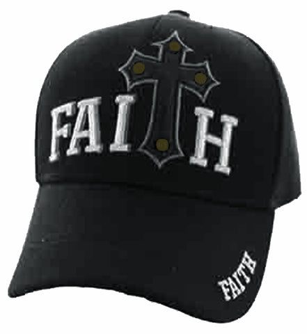 Christian FAITH Baseball Cap with Leather Cross Hat, Black Religious Hat Adjustable Embroidered