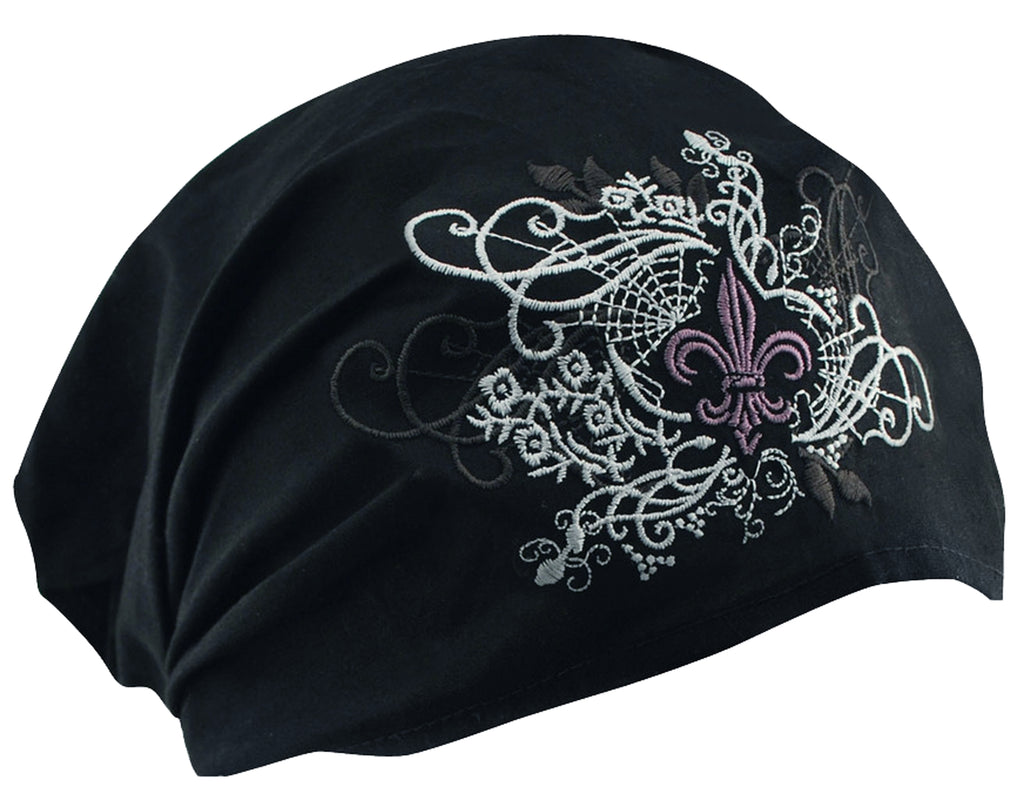 bike helmet bald head cover CLEARANCE Fleur de Lis and Black Headwrap Cotton Helmet Liner Motorcycle Bikers, Cyclists, Chemo Bald Head Cover