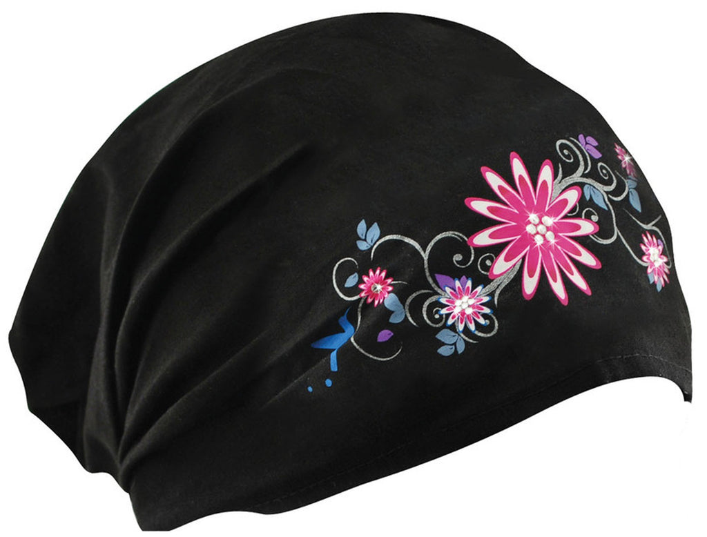 CLEARANCE Pretty Flowers and Black Headwrap Cotton Helmet Liner Motorc –  Buy Caps and Hats, U.S. Veteran-Owned