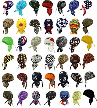 Doo Rags Head Wraps 12 Assorted Designs Motorcycle Bandana Caps Mixed Assortment
