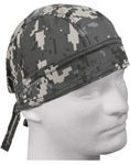 Camouflage Subdued Urban Gray Digital Head Wrap Doo Rag Camo Durag Skull Cap Cotton Sporty Motorcycle Hat