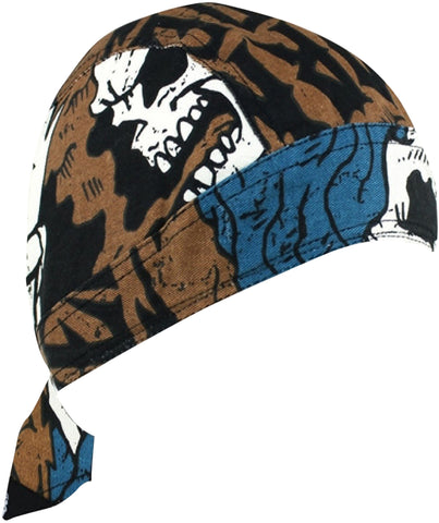 CLEARANCE Grim Reaper Skeleton Head Doo Rag Hat Bandana Head Wrap Black, and Brown for Men or Women