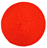 CLEARANCE Orange Beret Slouchy Crochet Winter Knit Hat Hi-Vis