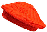CLEARANCE Orange Beret Slouchy Crochet Winter Knit Hat Hi-Vis