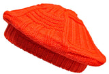 CLEARANCE Orange Beret Slouchy Crochet Winter Knit Hat Hi-Vis