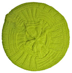 CLEARANCE Yellow Beret Slouchy Crochet Winter Hat Bright Hi-Vis