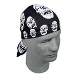 Scary Zombie Skulls Doo Rag Ghoulish Black Head Wrap Durag Skull Cap Cotton Sporty Motorcycle Hat