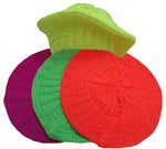 CLEARANCE Green Beret Slouchy Crochet Winter Knit Hat Bright Lime Hi-Vis