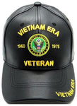 Vietnam Era U.S. Army Veteran Leather Hat Military Baseball Cap, Mens Womens, Black