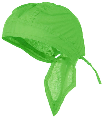 Green Hi Visibility Bright Lime Solid Headwrap Doo Rag Durag Skull Cap Cotton Sporty Motorcycle Hat