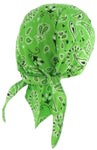Green High Visibility Bright Lime Paisley Headwrap Doo Rag with SWEAT BAND Durag Skull Cap Spandex Sporty Motorcycle Hat