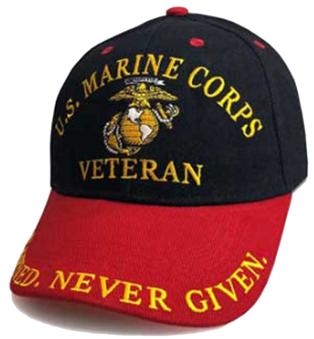 U.S. Marine Corps Hat, United States Marines Black Baseball Cap, Officially Licensed