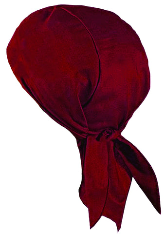 Maroon Do Rag Skull Cap with SWEATBAND, Motorcycle Bandana Head Wrap Dorag MADE IN AMERICA