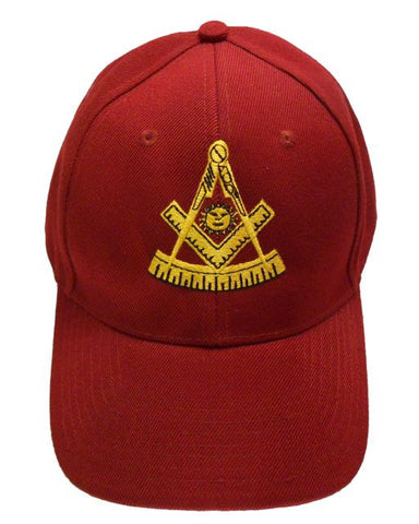 Mason Hat Maroon Past Master Baseball Cap with Masonic Logo Freemasons Shriners Prince Hall Lodge Headwear