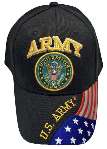U.S. ARMY Veteran Hat Black Military Baseball Cap with Logo Emblem