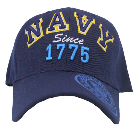 US Navy Baseball Cap Black Military Since 1775 Hat for Men Women Vet