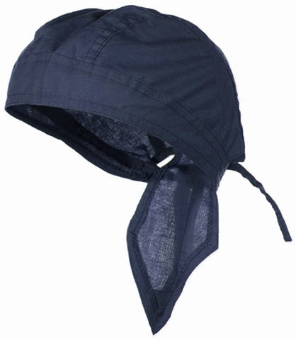 Navy Blue Solid Doo Rag Headwrap Durag Skull Cap Cotton Sporty Motorcycle Hat