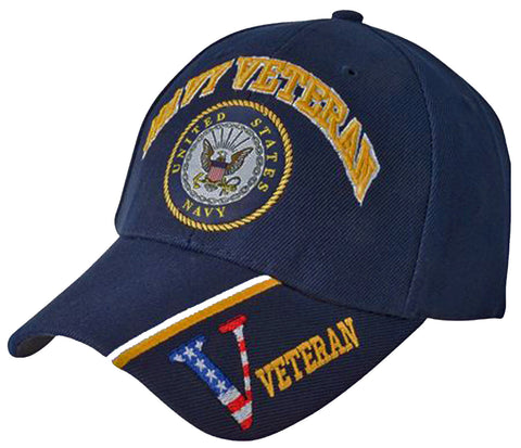 US Navy Veteran Hat Blue Military Baseball Cap with Logo Emblem