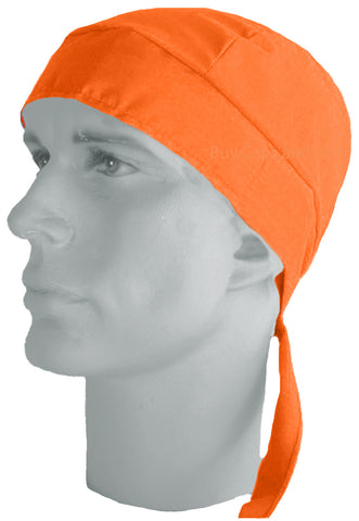 Doo Rag Hi-Vis Orange Bandana Safety Head Wrap Motorcycle Skull Cap Cotton