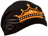 Black and Orange Crown Headwrap | Queen | Princess | King | Very Soft | Yoga, Cyclists, Chemo Bald Head Cover