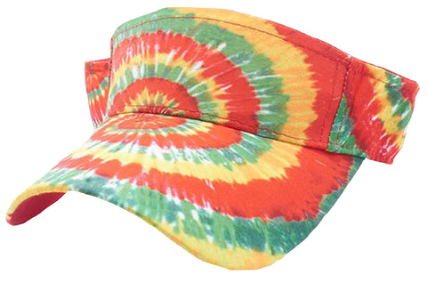 Tie Dye Golf Visor Orange Yellow Green and White 1960s Sun Visors Hippie Hippy 60s Woodstock Tye Die