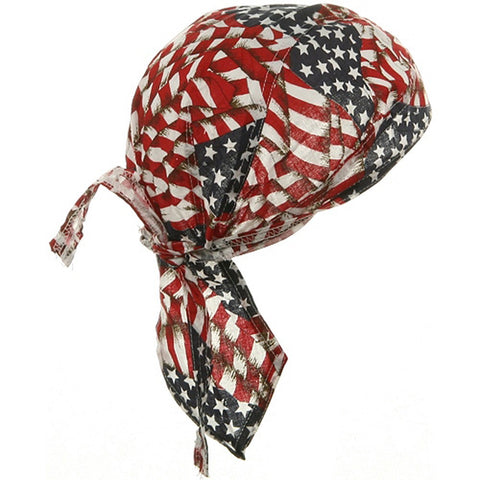 American Flag Headwrap Patriotic Patch Doo Rag Durag Skull Cap Cotton Motorcycle Helmet Liner