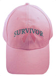 Pink Ribbon Breast Cancer Survivor Baseball Cap Awareness Ball Hat Adjustable Fit for Women or Men