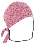 Pink White and Black Doo Rag Paisley Dorag Cotton Chemo Head Cover Skull Cap