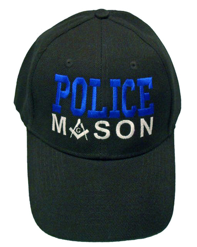 Mason Hat Black POLICE Baseball Cap with Masonic Logo Freemasons Shriners Prince Hall Lodge Headwear
