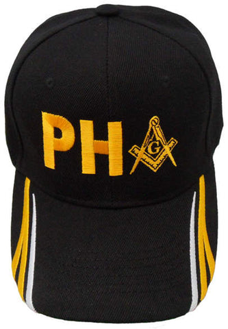 Prince Hall Mason Hat Black Baseball Cap with Masonic Emblem, Lodge Headwear