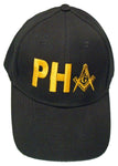Mason Hat Black Prince Hall PH Baseball Cap with Masonic Logo Freemasons Shriners Prince Hall Lodge Headwear
